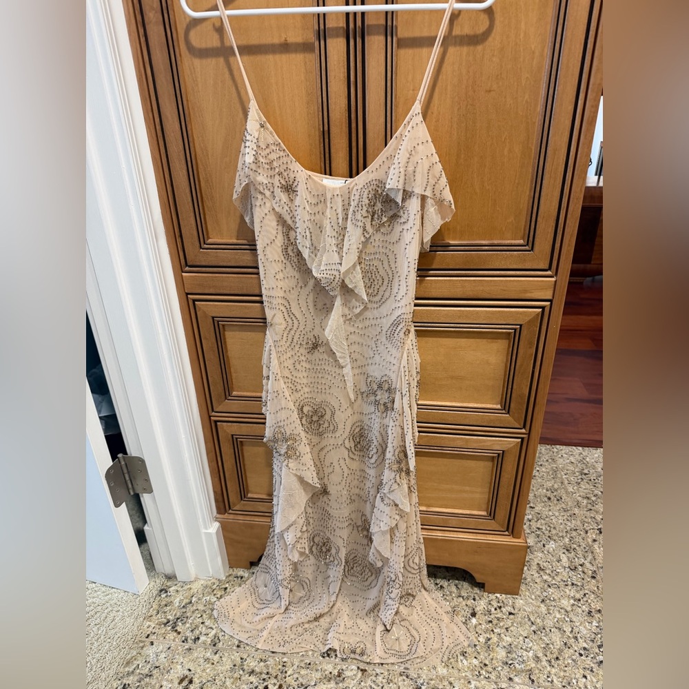 Zara Beige and Brown Patterned Dress